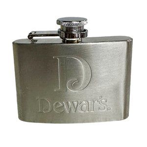 Dewar's Scotch‎ Whiskey Stainless Steel 4 oz Pocket Flask Embossed Screw Top